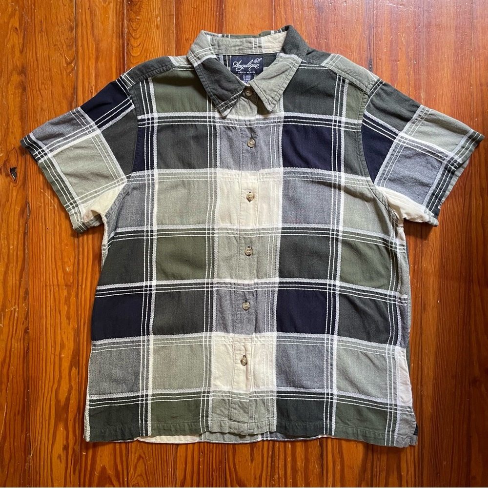 Vintage 90s Plaid Checkered Button Up